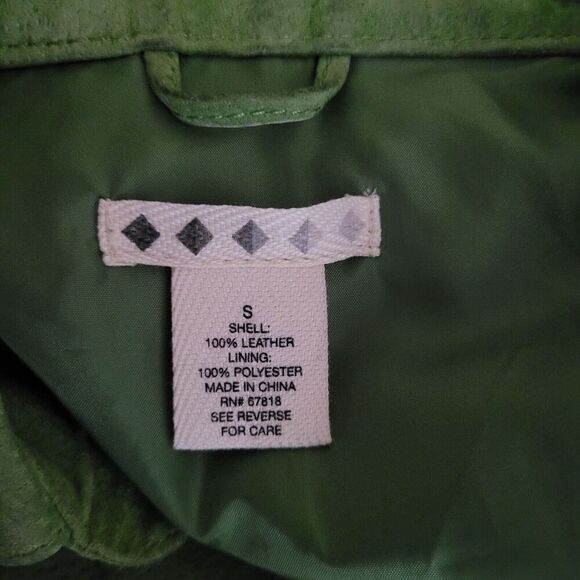 Green Suede Jacket Womens Small Leather Short Western Boho Snaps Festival Rodeo - Picture 7 of 8